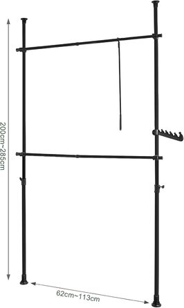 SoBuy® FRG109 Telescopic Wardrobe System with 2 Clothes Rails Clothes Storage System Shelf System Clothes Rack (Black)