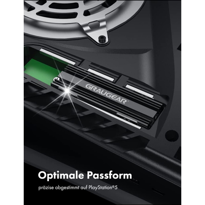Радіатор охолодження GrauGear для M.2 NVMe SSD, комплект кулера для Playstation 5, PS5 Slim, з теплопровідною кришкою (алюміній) G-PS5HS02