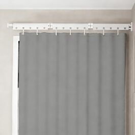 Шторка для душу з розсувною штангою без свердління, 4 секції, обертається, алюмінієвий сплав, 180x200 см, водовідштовхувальна, антигрибкова, для ванни/душової кабіни, білий/сірий (H9 x B37.5 см, 1 шт.)