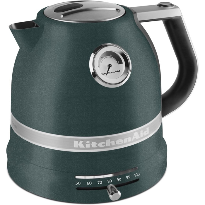 KitchenAid Kettle with Temperature Setting from 50 to 100°C | Tea Kettle with Temperature Display and Scale Filter 1.5L | Electric 2400 Watt | Stainless Steel | Pebbled Palm Green 1.5 Liter Pebbled Palm