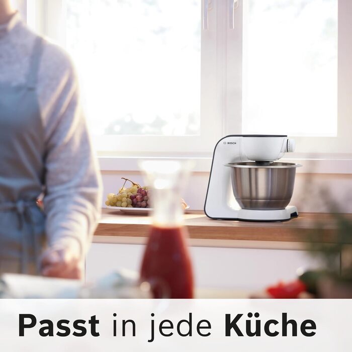 Bosch Kitchen Machine Series 4 MUM54A00, Stainless Steel Bowl 3.9 L, Planetary Mixing System, Dough Hook, Whisk, Beater, 900 W, White/Black Single