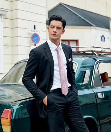 Краватка для чоловіків Hisdern з нагрудником, патерн пейслі, для весілля та формальних заходів (рожевий)