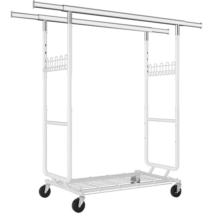 Металевий вішак для одягу на колесах FAVOOOSTY, 2 стійки, до 200 кг, швидка збірка