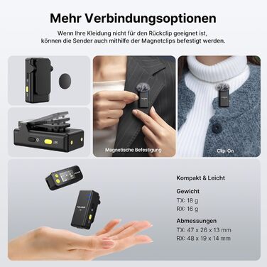 Бездротове петличне мікрофону FULAIM X6S для iPhone, Android, з AI-шумопоглинанням, 48 кГц/24 біт, з кейсом для зарядки та зберігання, для відеозйомки та Vlogging