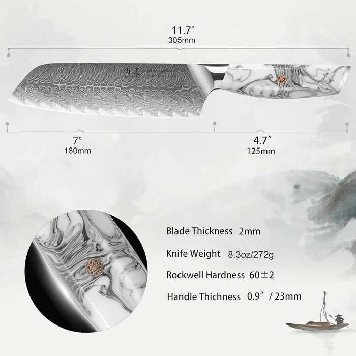 Японський ніж SHANGDAO Kiritsuke 20 см з 67 шарів легованої сталі, ніж для суші, кухонний ніж для кухні