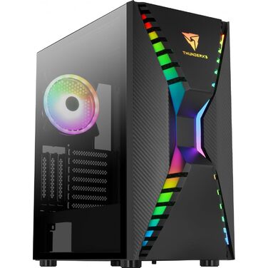 Корпус Aerocool Cronus Mid Tower для ігрового ПК з RGB підсвічуванням, вентилятором 140 мм та скляною бічною панеллю, підтримкою водяного охолодження та кабелеуправлінням, чорний