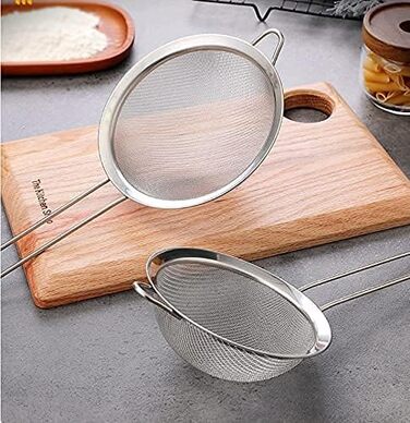 Набір сит для кухні Cymax з нержавіючої сталі (3 шт.) 7/12/18 см - сито для борошна, сито для пасти, посипач цукрової пудри