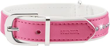 Нашийник для собак HUNTER MODERN ART LUXUS, штучна шкіра, стрази, розмір 37 (XS-S), рожевий/білий