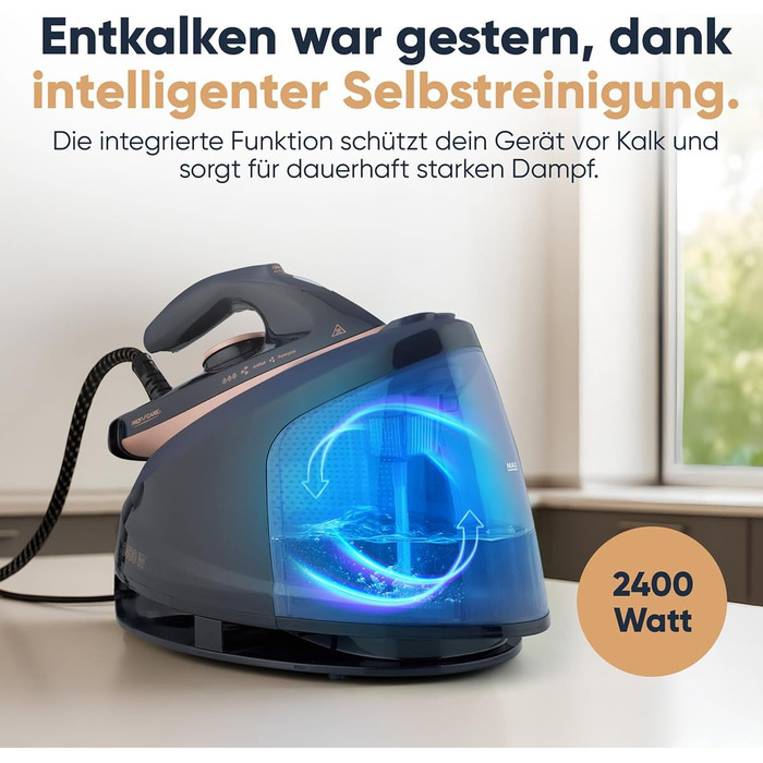 Станція парогенератора ProfiCare® PC DBS 3127 з керамічною підошвою Superglide, 2400W, 150 г/хв, 4 Bar, до 80 хв безперервної роботи