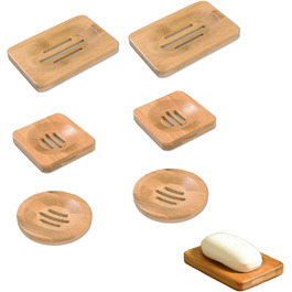 6 шт. мильниця з бамбука, дерев'яна ручна мильниця, мильниця з натурального бамбука, підходить для ванної кімнати, для зберігання мила (колір: коричневий)