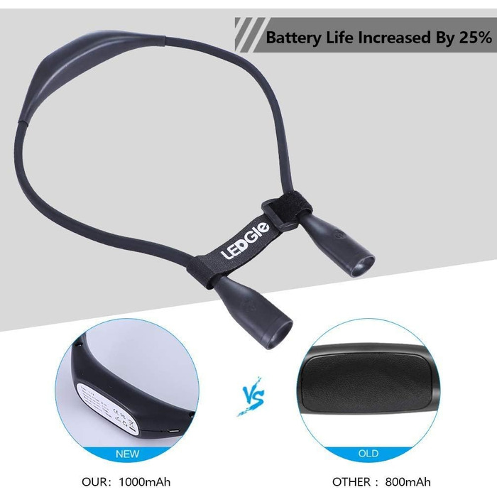 LED ліхтарик на шию, акумуляторний, для читання, в ліжко, 4 світлодіоди, 3 режими яскравості, для рукоділля, кемпінгу, ремонту 27 см