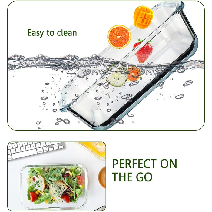 Набір контейнерів для зберігання продуктів MCIRCO 8 шт. 860 мл, скляні, з кришкою, для холодильника, морозильника, посудомийної машини, сірий