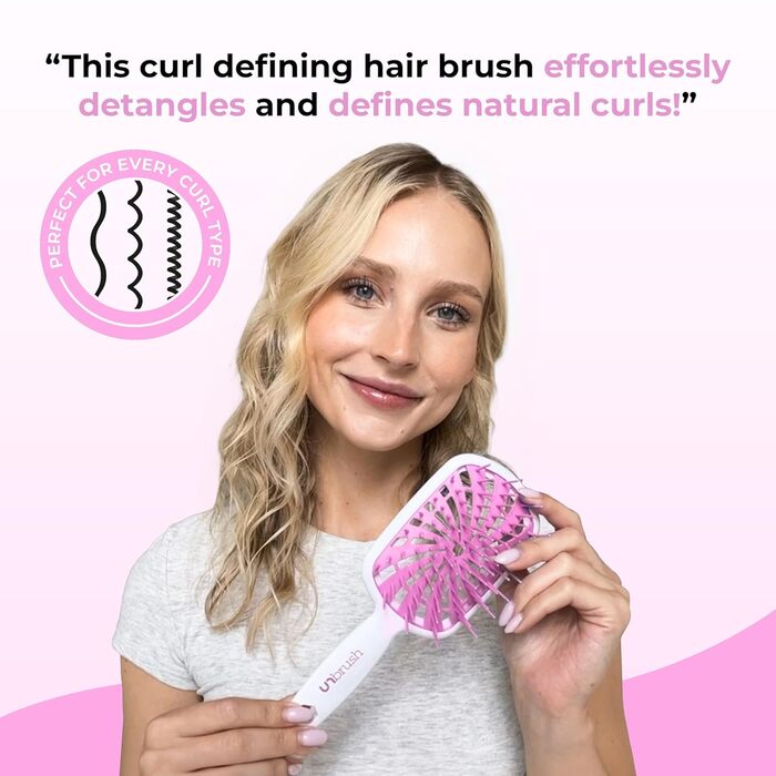 Щітка для волосся FHI Heat UNbrush Plus – для кучерявого волосся, розплутування, 84 гнучкі щетинки, Bubble Gum