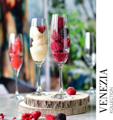 Krosno Champagne Flutes | Set of 6 | 200 ML | Venezia Collection | Perfect for Home, Restaurants, and Parties | Dishwasher Safe