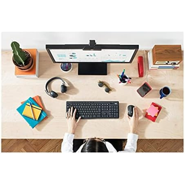 Комплект бездротової клавіатури та миші Logitech MK295 з технологією SilentTouch, QWERTZ, чорний, для комфортної роботи