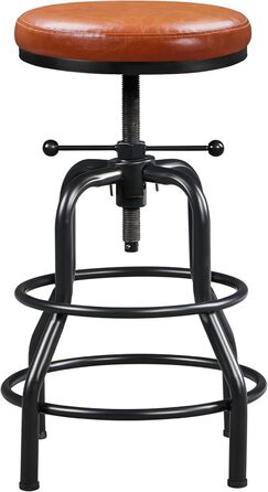 Yaheetech Adjustable Height Vintage Bar Stool with Thick Cushion - Faux Leather Counter Stool for Kitchen, Dining Room, Bar, Cafe