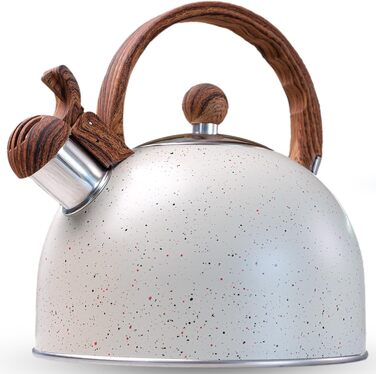 Чайник La Moustache Induktion: 2,5 л, 10 чашок, з нержавіючої сталі, з термостійким ручками та кришкою, для всіх плит (Бежевий)