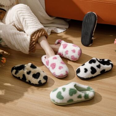 Тапочки жіночі JOMIX Winter Hausschuhe з сердечками, плюш, теплі, красиві пухнасті домашні тапочки, сліпони, для дому, 37 EU, фіолетові