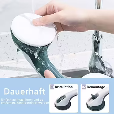 AUFUN Shower Stool, Adjustable Shower Seat 36-51cm Height, 360° Swivel, Bath Seat, Shower Aid, Non-Slip Bath Seat Made of Aluminum and Plastic for Elderly, Pregnant Women (Grab Bars)