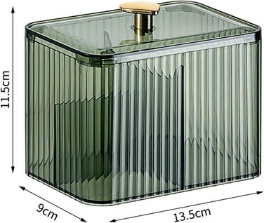 Контейнер для ватних паличок Veki з кришкою, прозорий контейнер для ватних дисків, тримач для ватних паличок для ванної кімнати, органайзер для косметики (зелений)