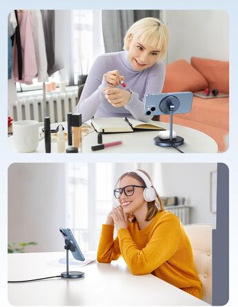 UGREEN MagFlow 2-в-1 Бездротова зарядка для iPhone з MagSafe, 90° регульована, кабель USB-C 1м