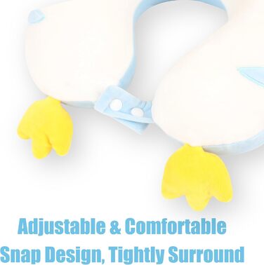 Дитяча подушка для подорожей з маскою для сну, м'яка подушка для шиї з Memory Foam, для дітей, хлопчиків та дівчаток, підлітків, аксесуари для подорожей, подушка для шиї (Пінгвін)