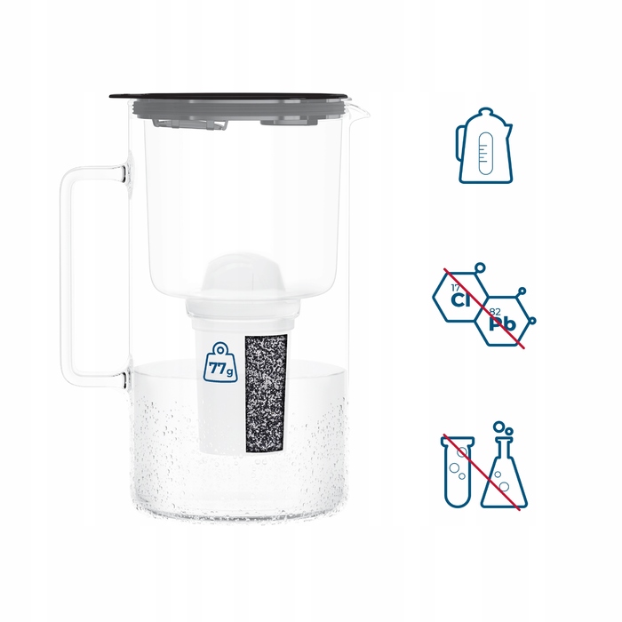 Скляний фільтраційний глечик Wessper D4 BOROSILICATE MINI FF BK з фільтром