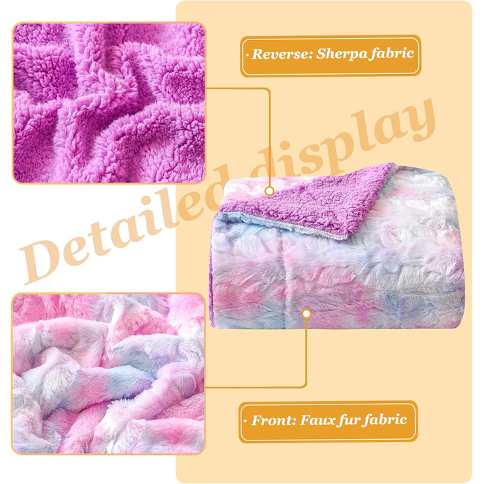 NEWCOSPLAY М'яка плюшева ковдра з штучного хутра, Sherpa підкладка, теплий плед для дивана та ліжка (фіолетовий райдужний, 100 x 130 см)