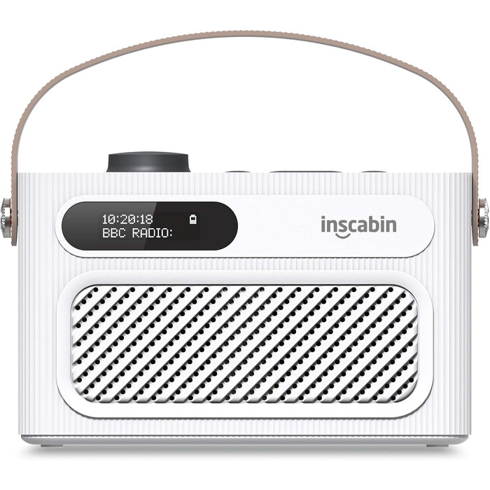 Inscabin M60: Портативне DAB/DAB+ FM-радіо з Bluetooth, стерео та подвійним будильником. Акумуляторний, стильний дизайн (білий)