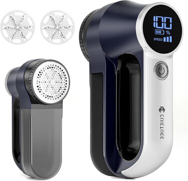 Електричний видалення ворсу CuieTuee з LED, USB-зарядкою, 3 швидкості, 2000mAh, для одягу (Navy Blue)