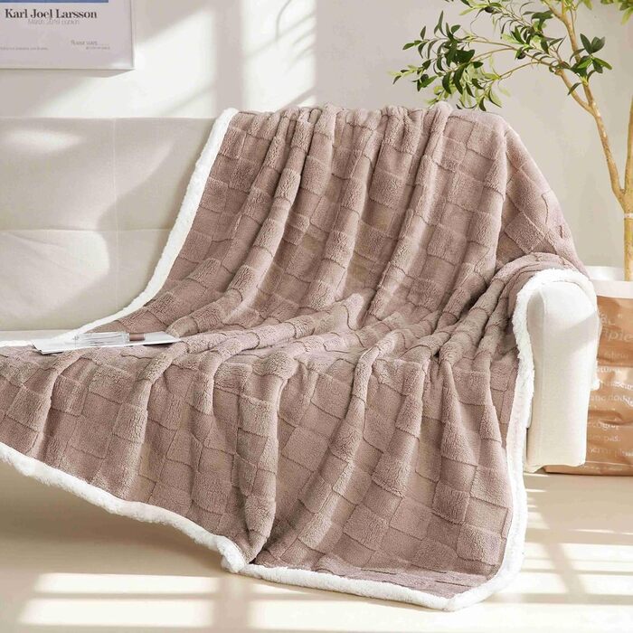 Плед Gracelife Sherpa з м'якого флісу, великий, теплий, 150 x 200 см, сірий