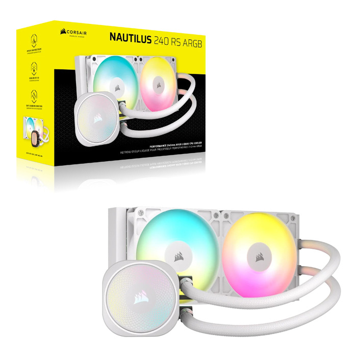 Рідинне охолодження Corsair NAUTILUS 240 ARGB, 240 мм, біле