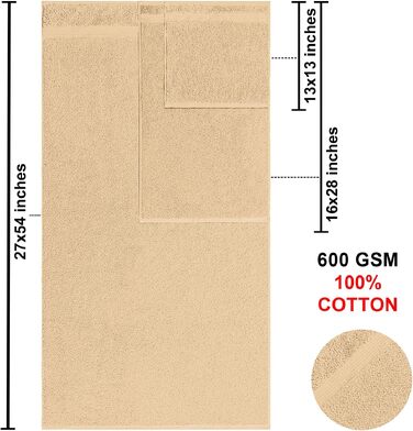 Набір махрових рушників American Bath Towels з 100% бавовни, 6 предметів (2 банні, 2 для рук, 2 маленькі), бежевий, XL