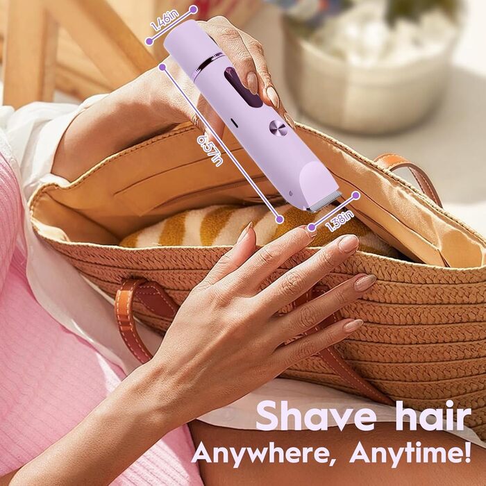 Електричний триммер для жінок, тіло та бікіні, водонепроникний, IPX7, швидке видалення волосся (фіолетовий)