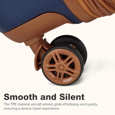 Набір валіз KONO (M, L, XL) з ABS+PC, 4 колеса, TSA-замок (кремовий/коричневий, темно-синій/коричневий)