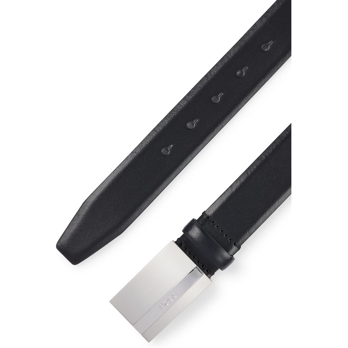 Чоловічий шкіряний ремінь BOSS Baxton з логотипом, чорний