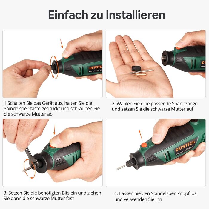 200W Multifunction Tool, Rotary Tool with 6 Variable Speed Settings 10000–40000 RPM, Multitool Set with 128 Accessory Set for Engraving, Drilling, Cutting, Grinding, Carving, Polishing, Sharpening