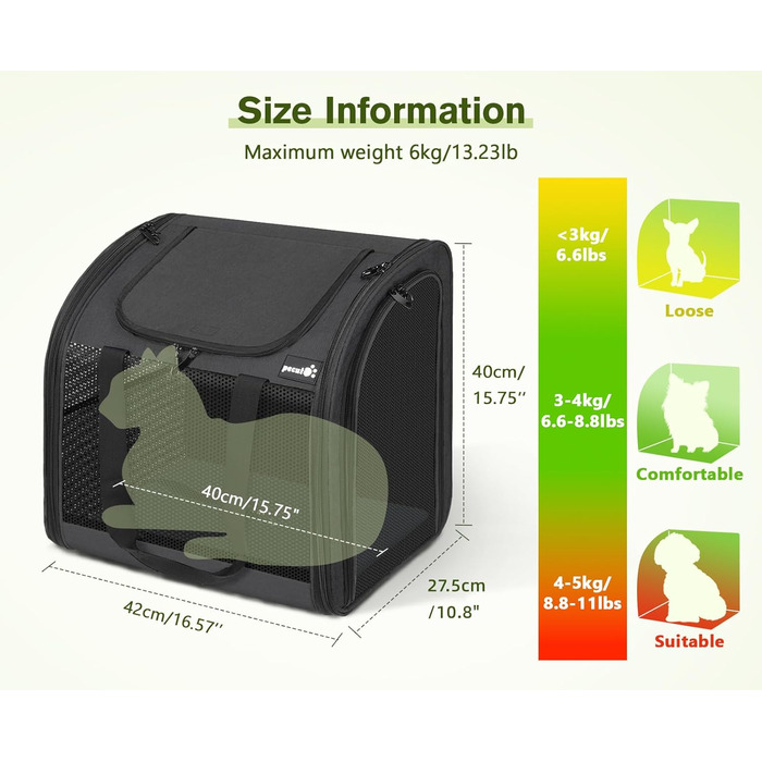 Рюкзак для собак та котів Pecute: переноска для 2 котів або 1 собаки, сірий