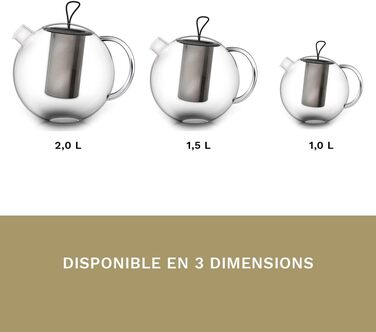 Creano XXL Чайник-Термос Jumbo, 2л, 3-частинний комплект з нержавіючою сталею та скляною кришкою, багатофункціональний дизайн