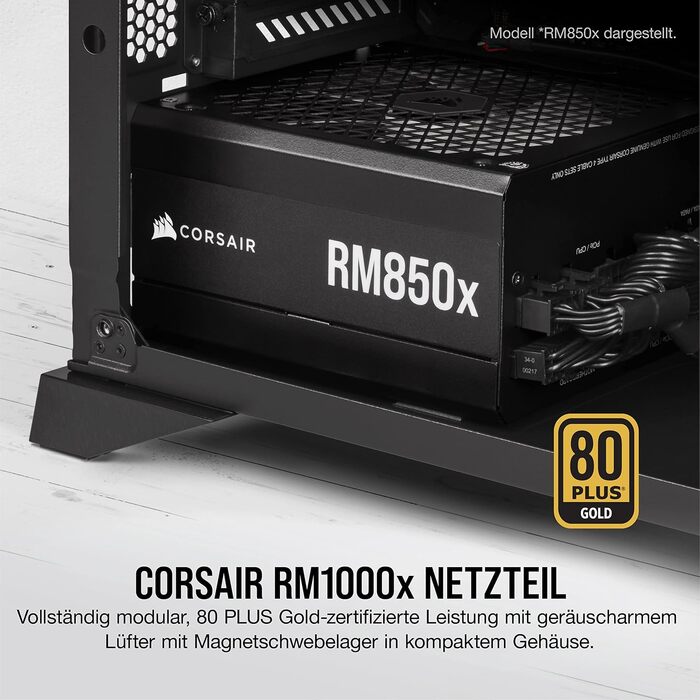 Блок живлення Corsair RM1000x 1000W 80 Plus Gold, повністю модульний, ATX, з японськими конденсаторами та 135-мм вентилятором, чорний