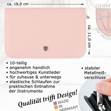 Набір для манікюру та педикюру Drei Schwerten 'Spezia' (Рожевий) | 10 предметів | Німецька якість