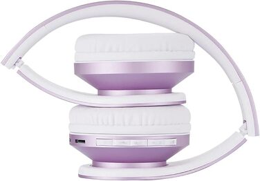 Бездротові навушники PowerLocus Over Ear Bluetooth з мікрофоном (Aux, для iPhone, Android, PC) білий/фіолетовий