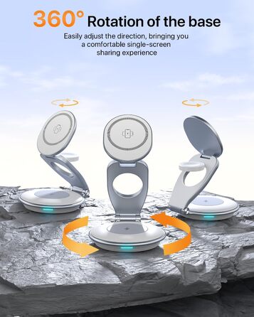 Сумка-органайзер для зарядки MagSafe: Складна зарядка для Apple, індукційна зарядка для iPhone 16/15/14/13/12, зарядка для Apple Watch та AirPods (з 30W адаптером), білий колір