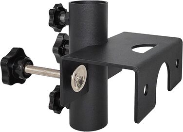 VANROUG Robust Balcony Umbrella Holder, Clamp, Garden Fence, Parasol, Terrace Decking, Clamping Range (20 mm - 63 mm), Umbrella Diameter (23 mm - 38 mm) (black)