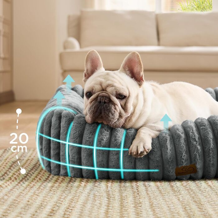 Ліжко для собак BEDSURE великих порід - ортопедичне, 76x61x20 см, з м'яким флісовим покриттям, сіре