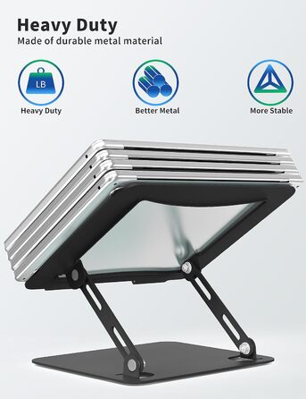 Adjustable Laptop Stand - Portable Riser & Ergonomic Computer Holder - Metal Laptop Mount for 10.6