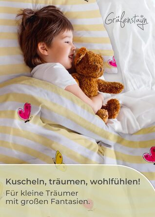 Комплект постільної білизни для дітей Gräfenstayn® з принтом тварин (жирафа та слон) - 100% бавовна (ренфорс) - ковдра 135x100 см, подушка 135x100 см