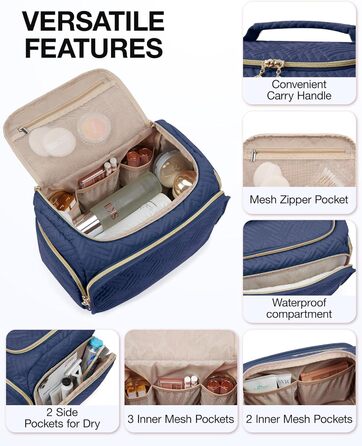 BAGSMART Косметичка для подорожей велика, Navy Blue (Військово-морський блакитний)