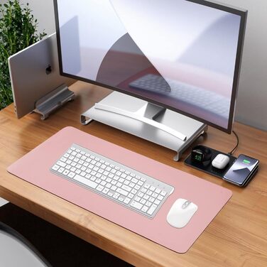 PINKCAT Килимок для миші з PU-шкіри, двосторонній, 80 x 40 см (світло-зелений+світло-блакитний)
