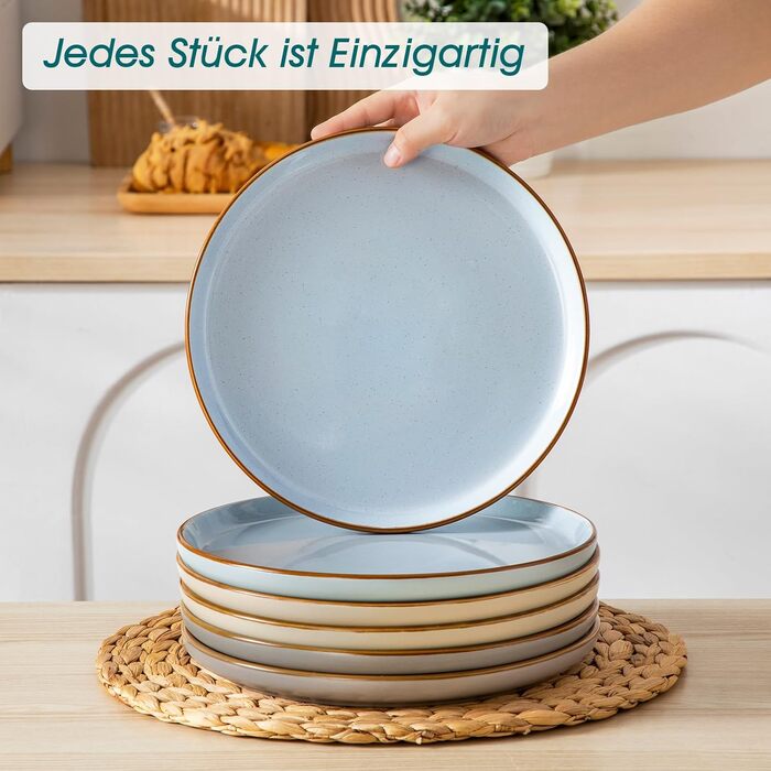 Набір посуду vancasso RENO 36 предметів: тарілки, супові тарілки, десертні тарілки, миски. Набір посуду з кераміки для 6 осіб, сучасний дизайн, безпечний для миття в посудомийній машині та розігріву в мікрохвильовій печі.